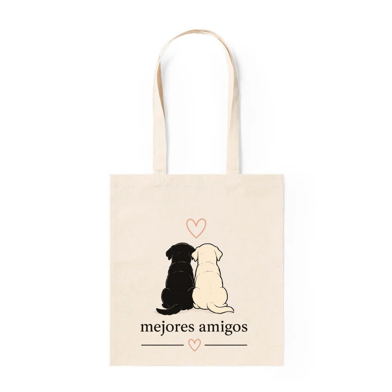 Tote Bag Algodón Perros – Mejores Amigos | Bolsa Tela Regalo 38x42 cm