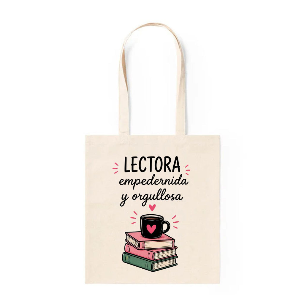 Tote Bag Algodón Frases – Lectora Empedernida y Orgullosa | Bolsa Tela Mujer 38x42 cm