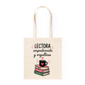 Tote Bag Algodón Frases – Lectora Empedernida y Orgullosa | Bolsa Tela Mujer 38x42 cm