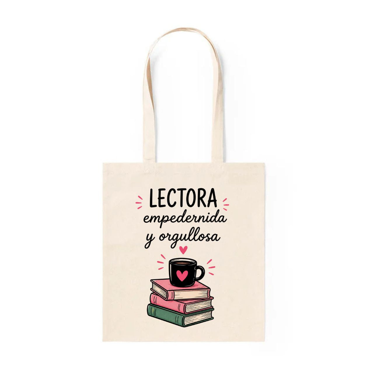 Tote Bag Algodón Frases – Lectora Empedernida y Orgullosa | Bolsa Tela Mujer 38x42 cm