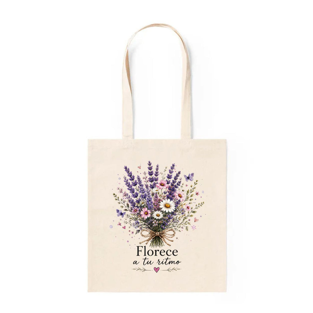 Tote Bag Florece a Tu Ritmo - diseño ramo lavanda acuarela