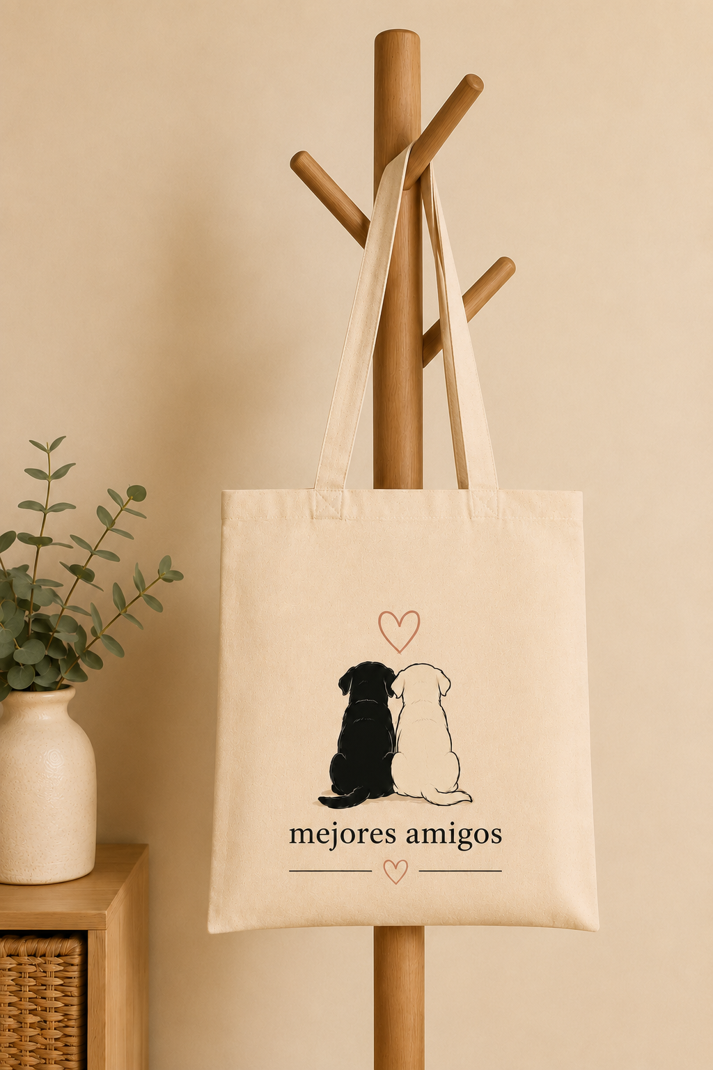 Tote Bag Algodón Perros – Mejores Amigos | Bolsa Tela Regalo 38x42 cm