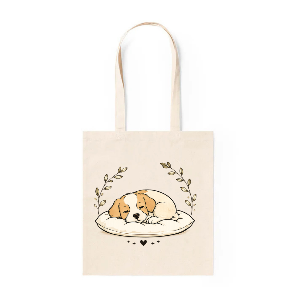 Tote Bag Algodón Perros – Dulces Sueños | Bolsa Tela Mujer 38x42 cm