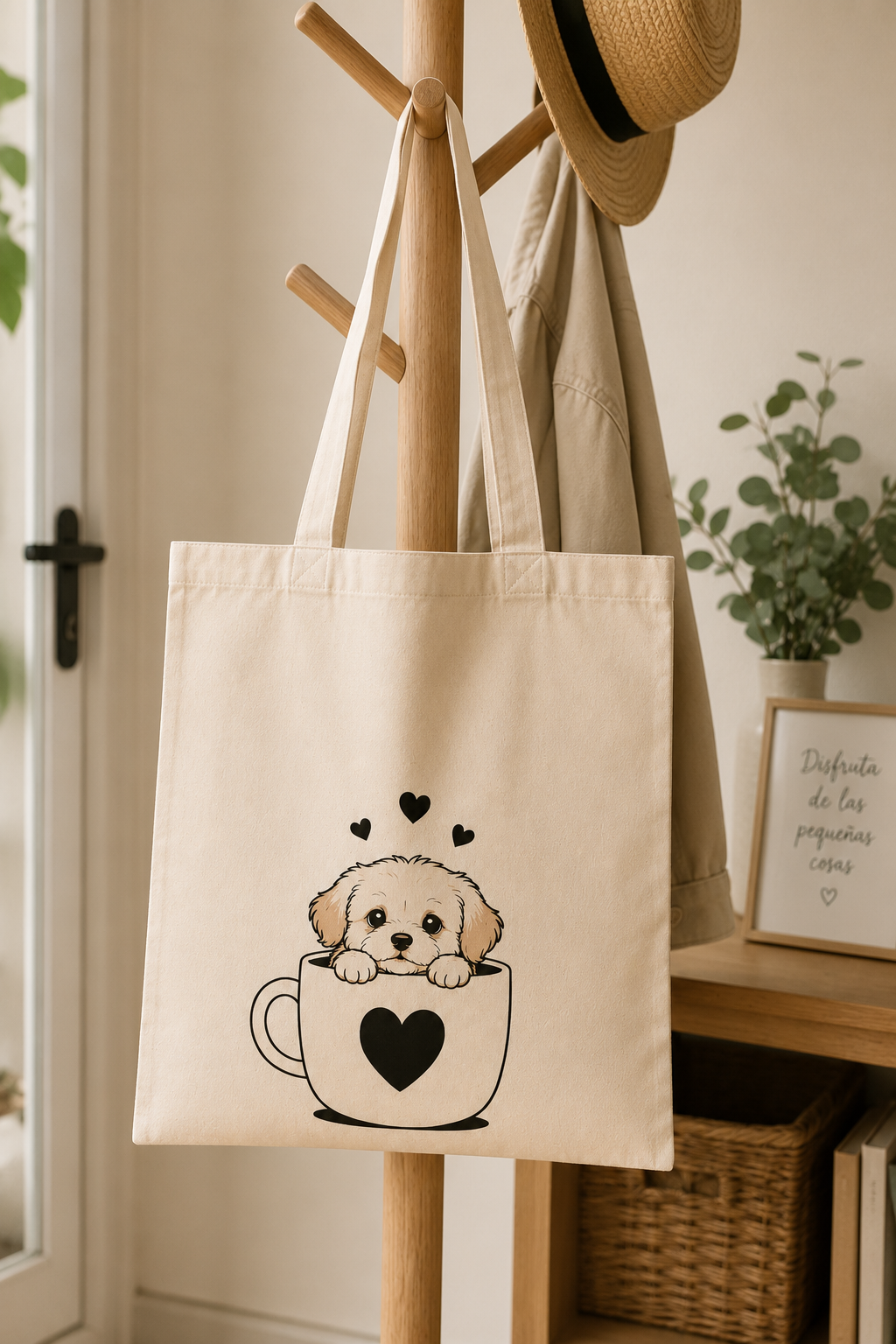 Tote Bag Un Café, Un Cachorro y Mucho Amor