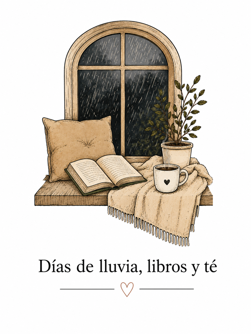 Tote Bag Días de Lluvia, Libros y Té