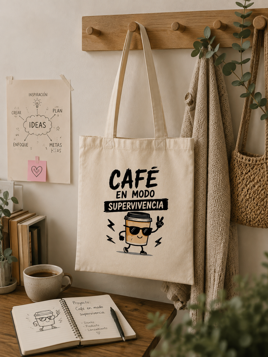 Tote Bag Café en Modo Supervivencia