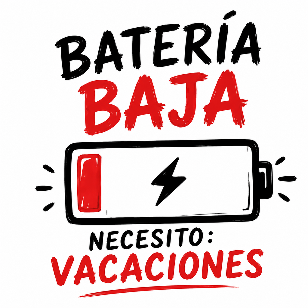 Tote Bag Batería Baja, Necesito Vacaciones