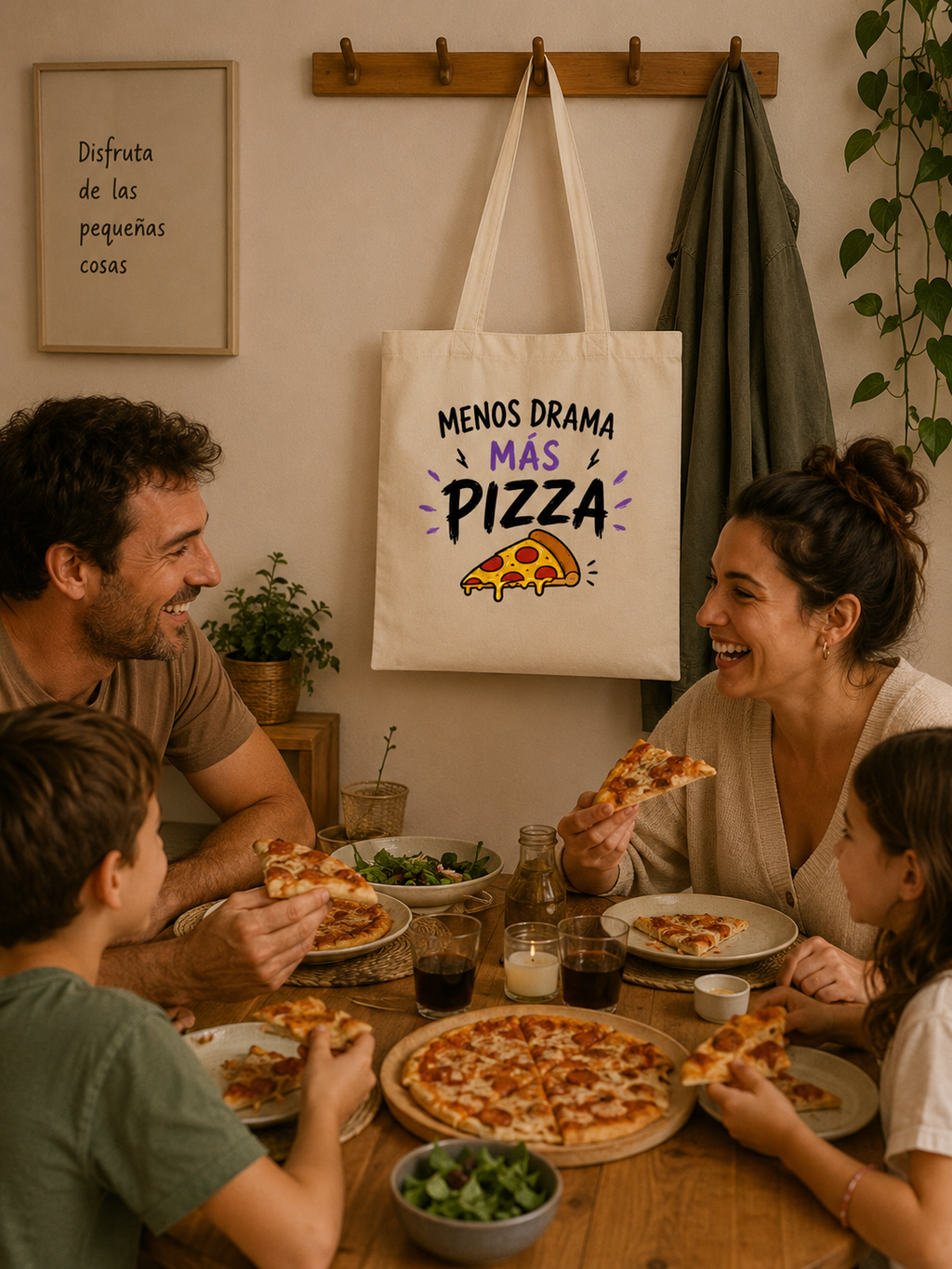 Tote Bag Menos Drama, Más Pizza