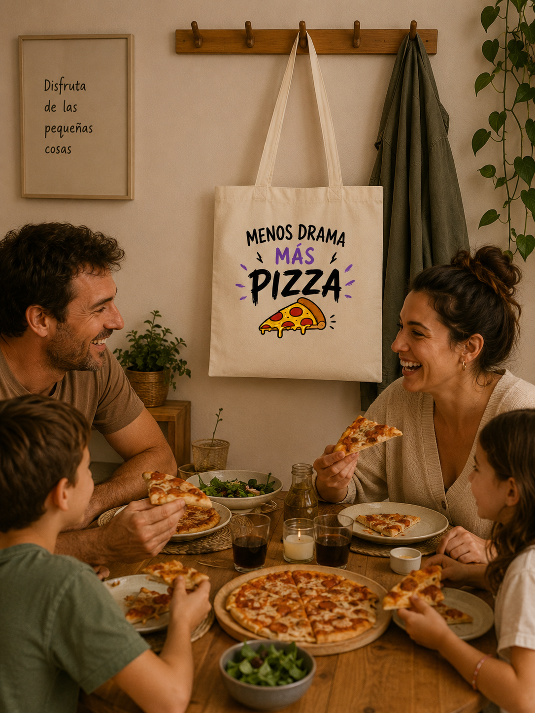 Tote Bag Menos Drama, Más Pizza