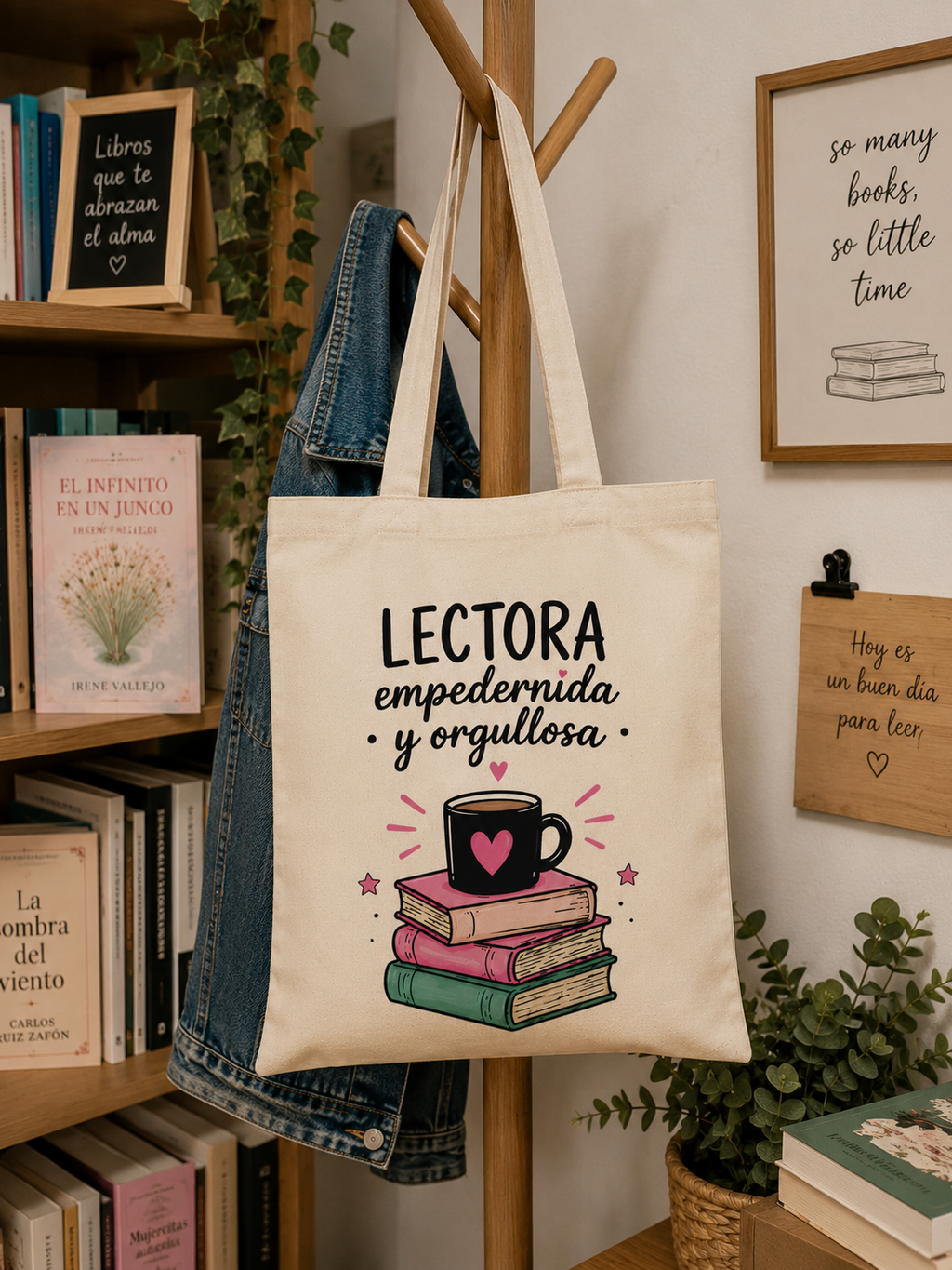 Tote Bag Algodón Frases – Lectora Empedernida y Orgullosa | Bolsa Tela Mujer 38x42 cm