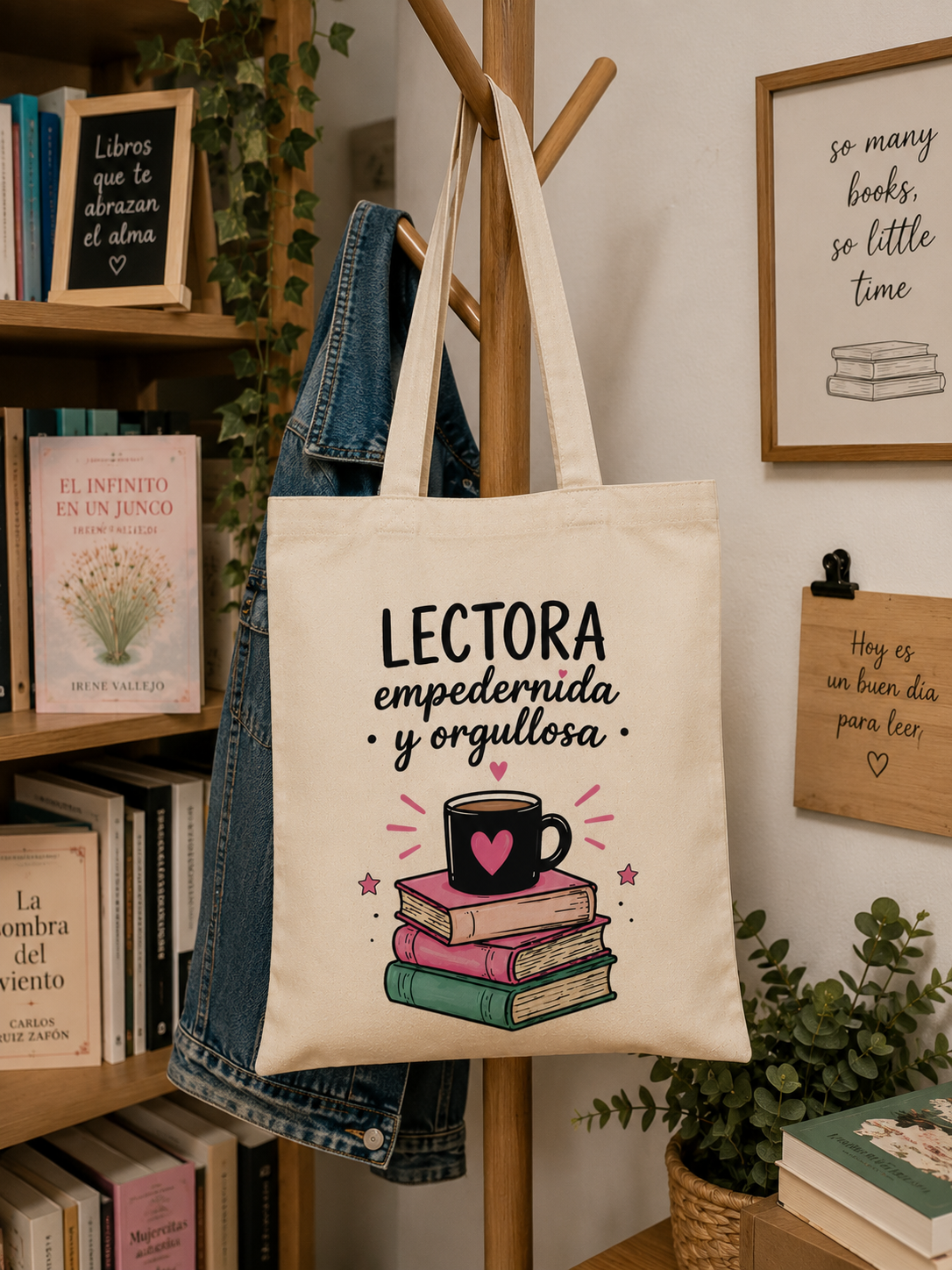 Tote Bag Algodón Frases – Lectora Empedernida y Orgullosa | Bolsa Tela Mujer 38x42 cm