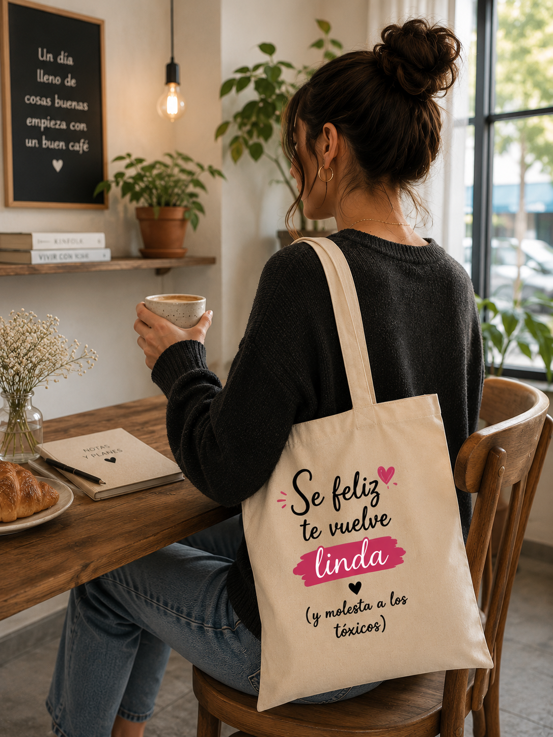 Tote Bag Sé feliz, te vuelve linda
