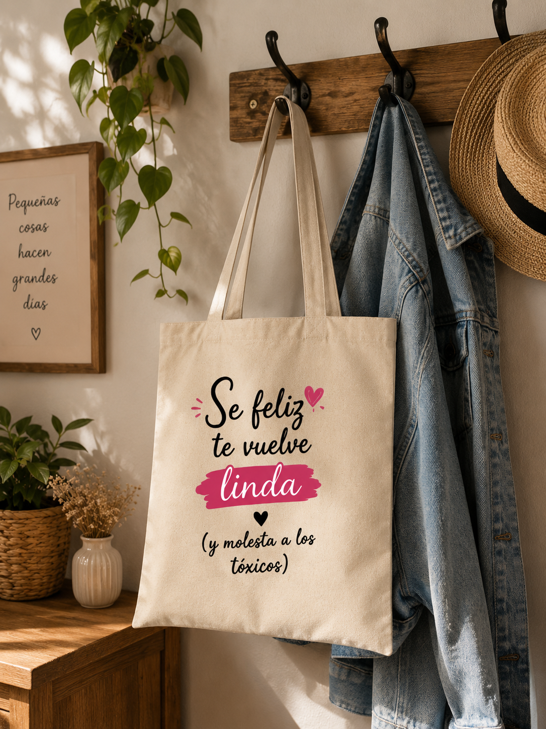 Tote Bag Sé feliz, te vuelve linda