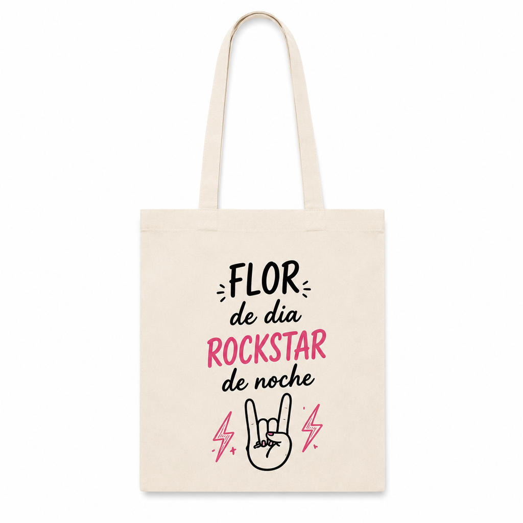 Tote Bag Flor de Día, Rockstar de Noche
