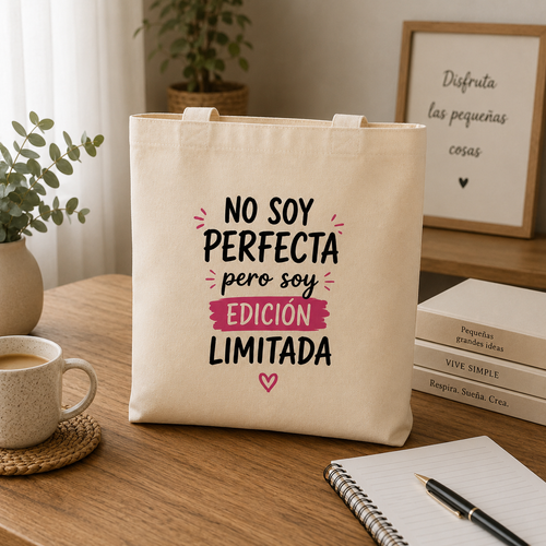 Tote Bag Algodón Frases – No Soy Perfecta