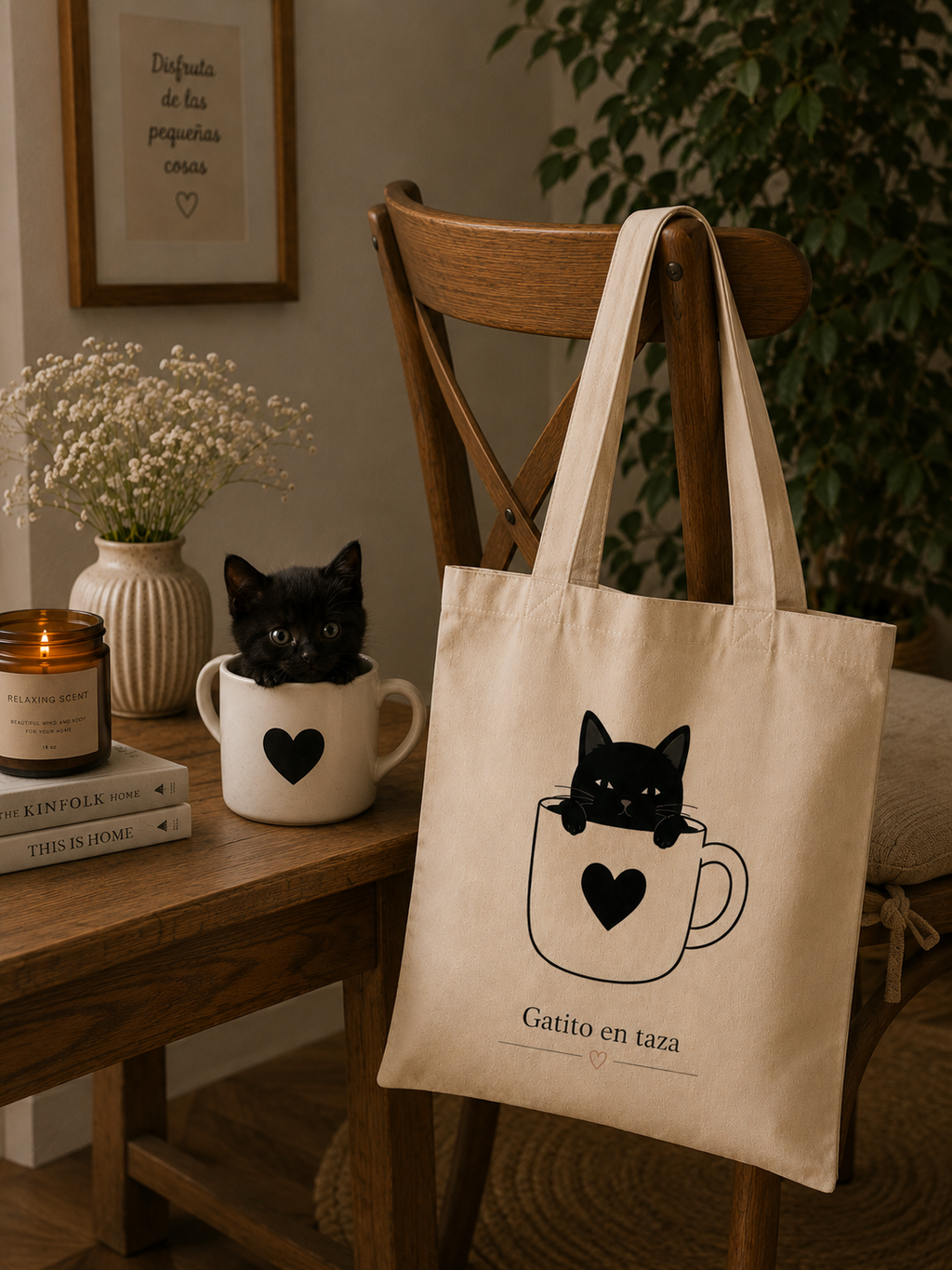 Tote Bag Gatito en Taza