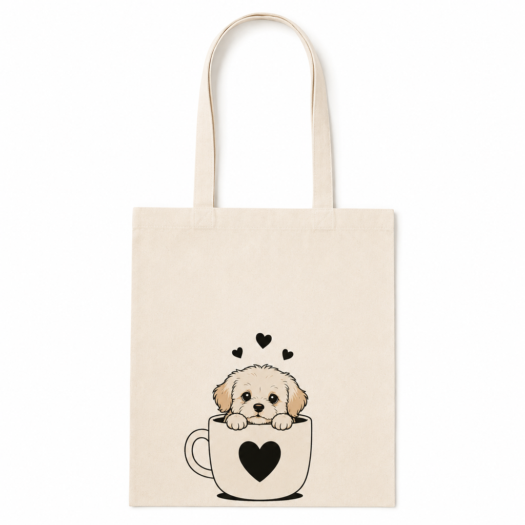 Tote Bag Un Café, Un Cachorro y Mucho Amor