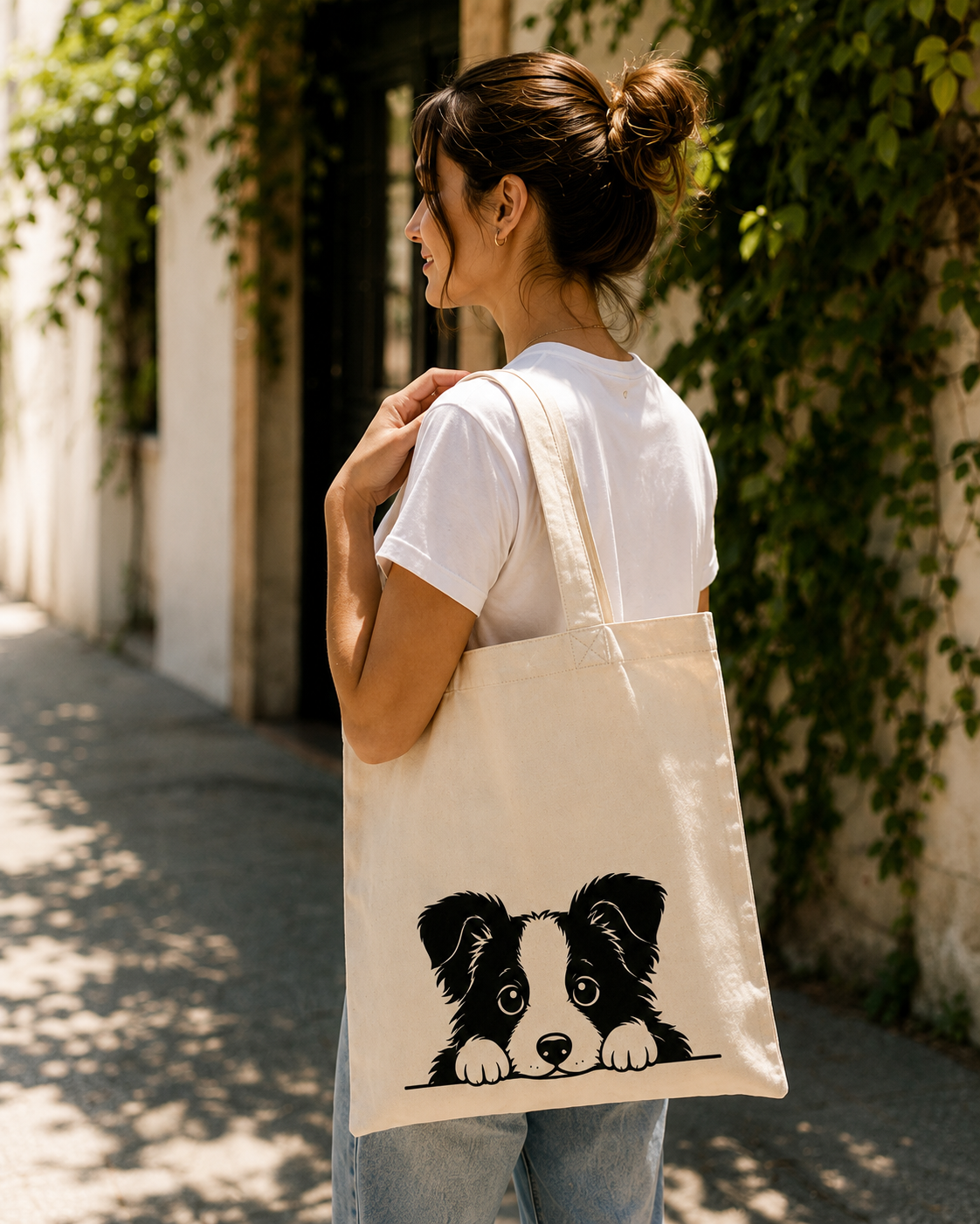 Tote Bag Algodón Perros – Mirada Fiel | Bolsa Tela Mujer 38x42 cm