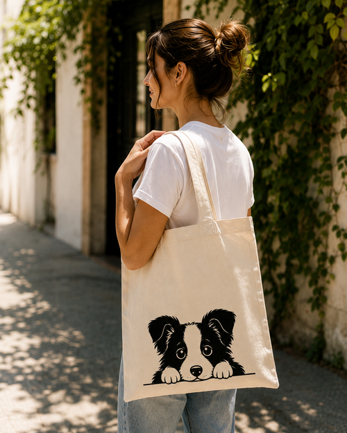 Tote Bag Algodón Perros – Mirada Fiel | Bolsa Tela Mujer 38x42 cm