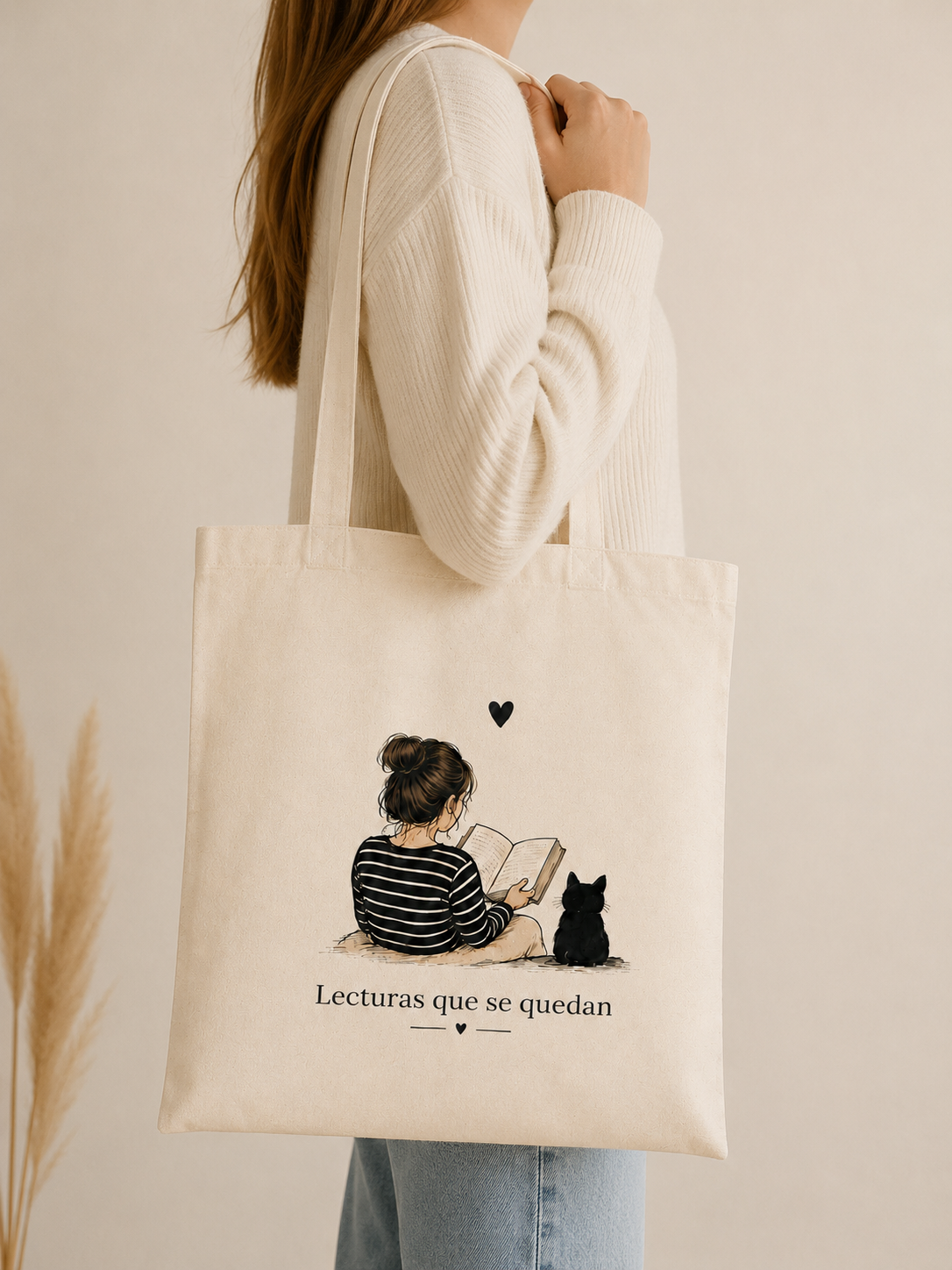 Tote Bag Algodón Lectora – Lecturas que se Quedan | Bolsa Tela Mujer 38x42 cm