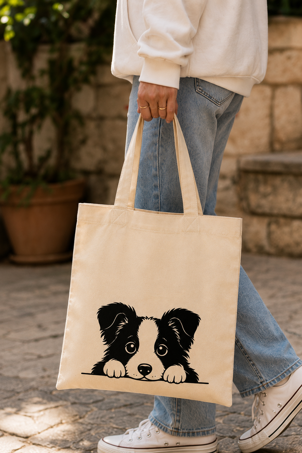 Tote Bag Algodón Perros – Mirada Fiel | Bolsa Tela Mujer 38x42 cm