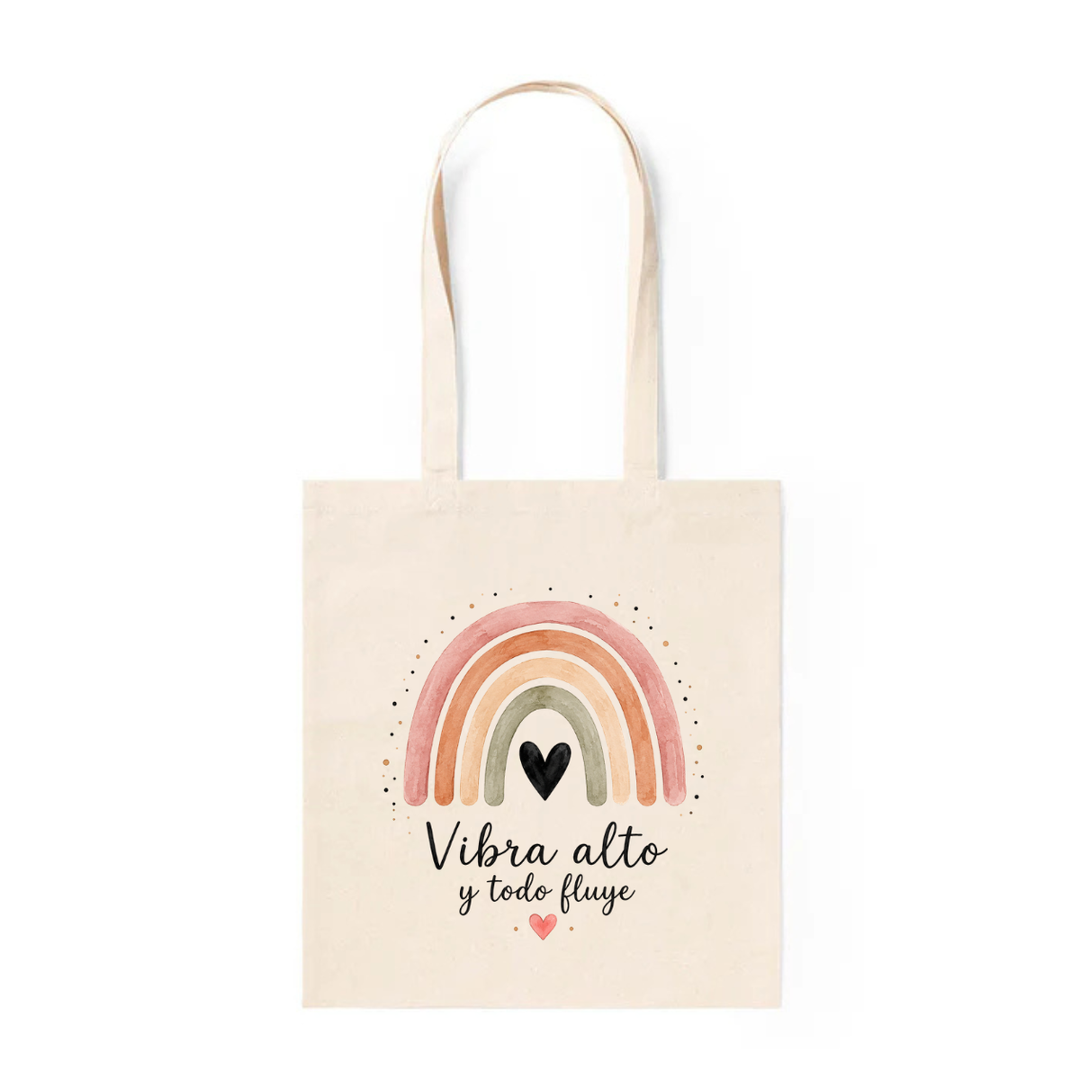Tote Bag de Algodón con Arcoíris "Vibra Alto y Todo Fluye"