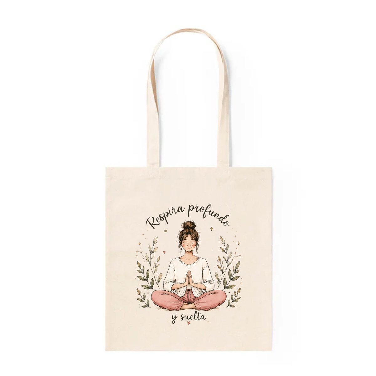 Tote Bag de Algodón con Meditación "Respira Profundo y Suelta"