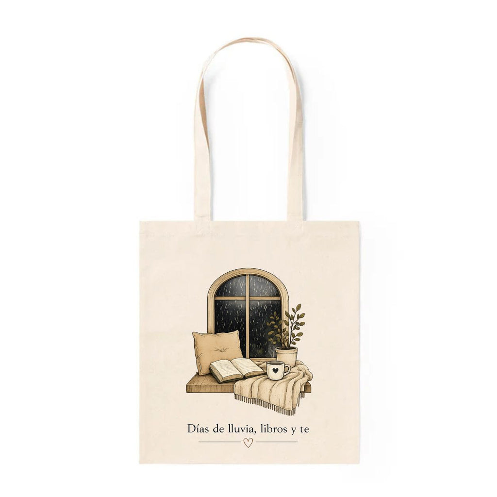 Tote Bag Días de Lluvia, Libros y Té