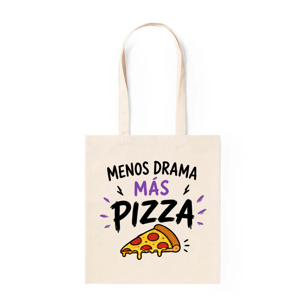 Tote Bag Menos Drama, Más Pizza