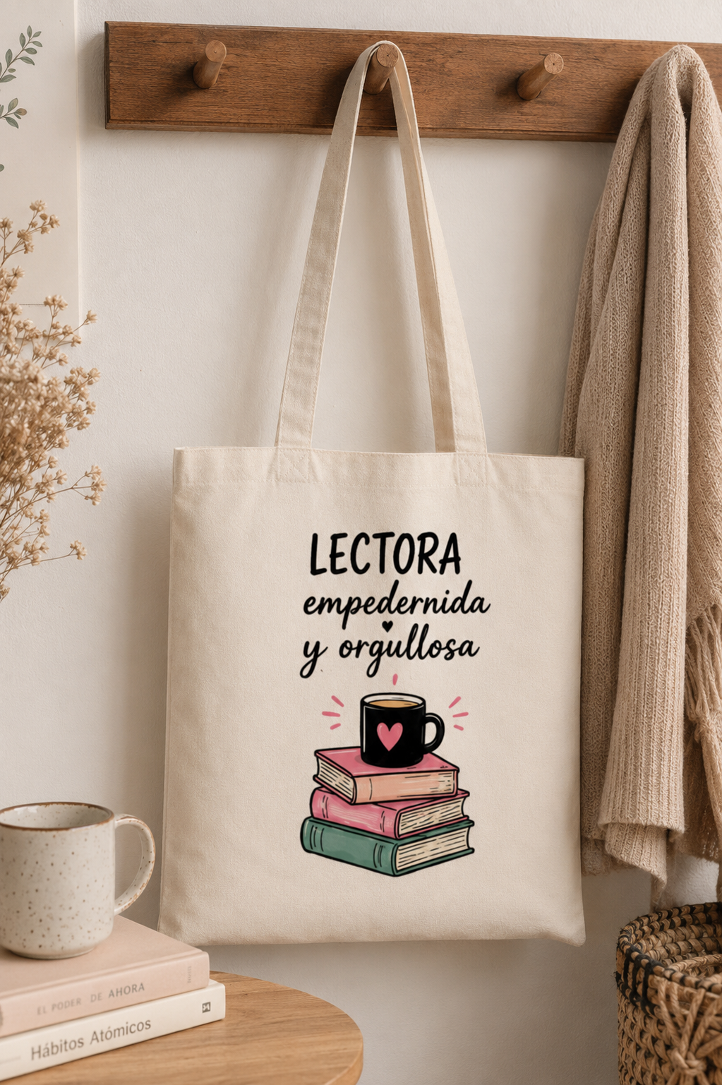 Tote Bag Algodón Frases – Lectora Empedernida y Orgullosa | Bolsa Tela Mujer 38x42 cm