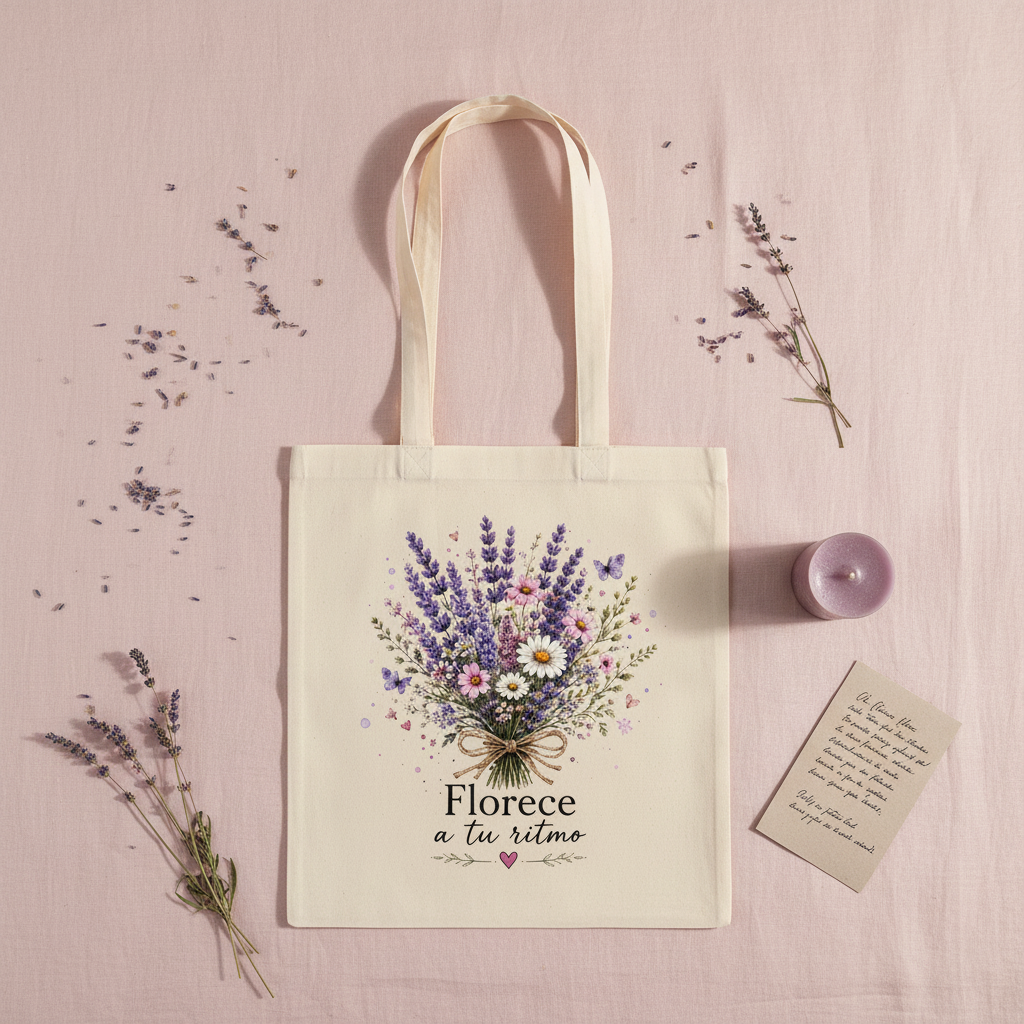 Flat lay cama con lavanda seca