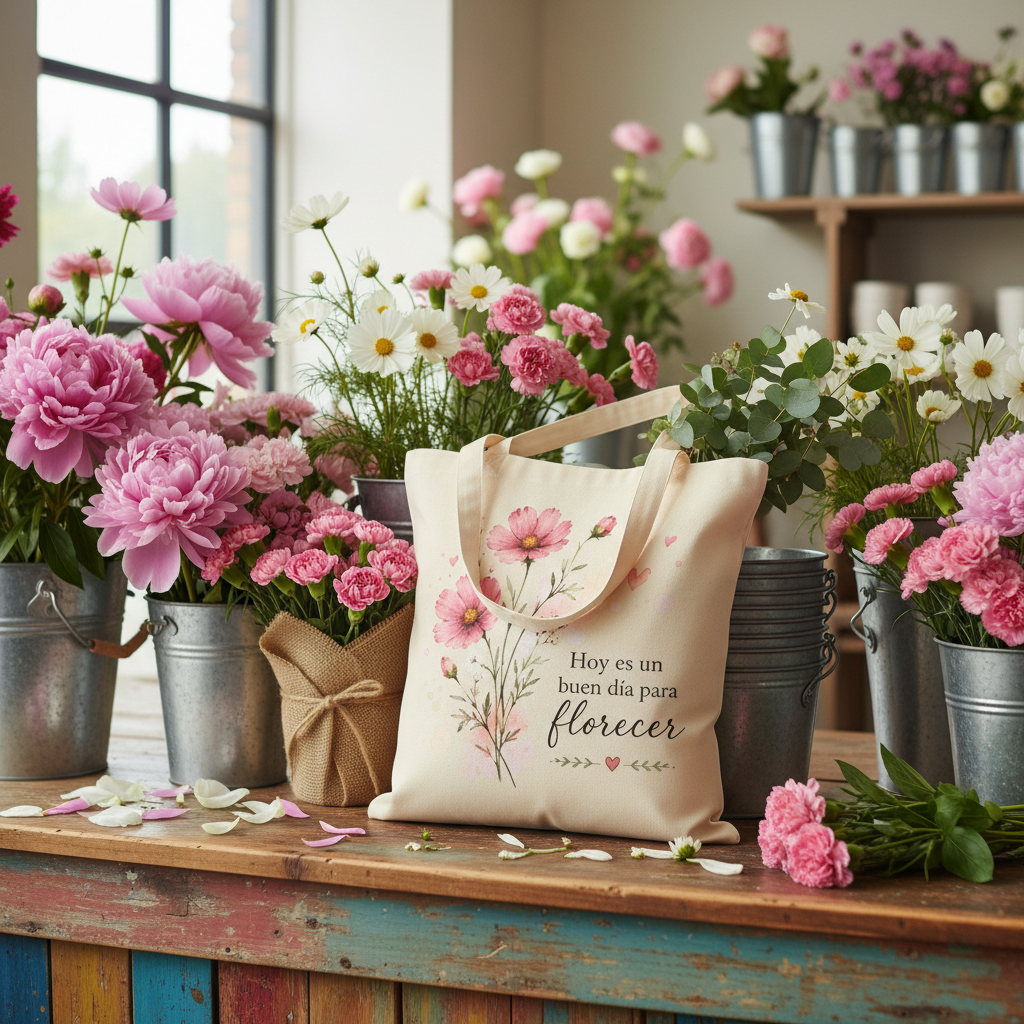 Floristería con flores frescas