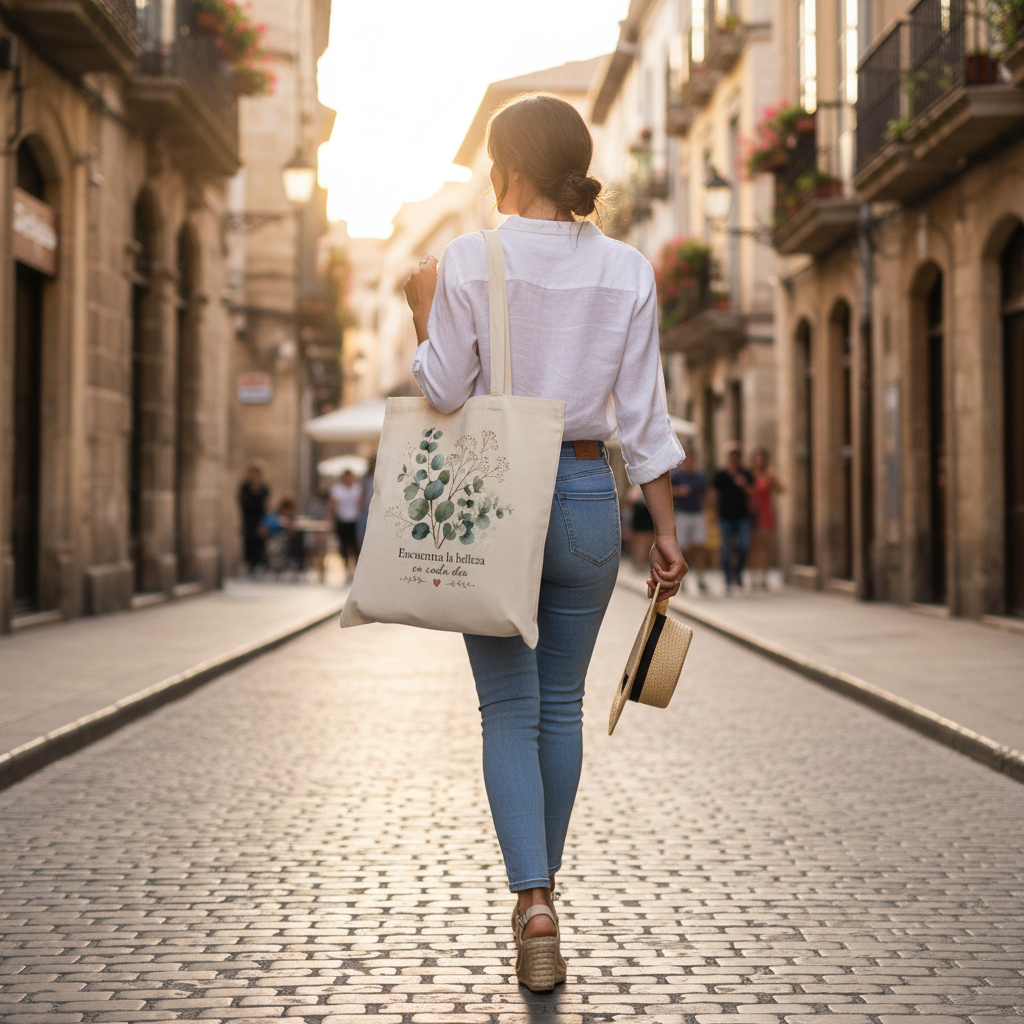 Tote Bag Eucalipto - calle empedrada europea