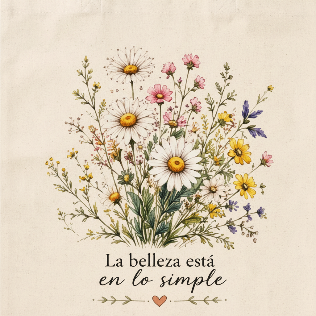 Primer plano diseño floral acuarela tote bag