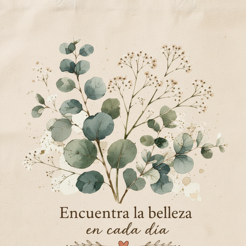 Tote Bag Eucalipto - primer plano del diseño