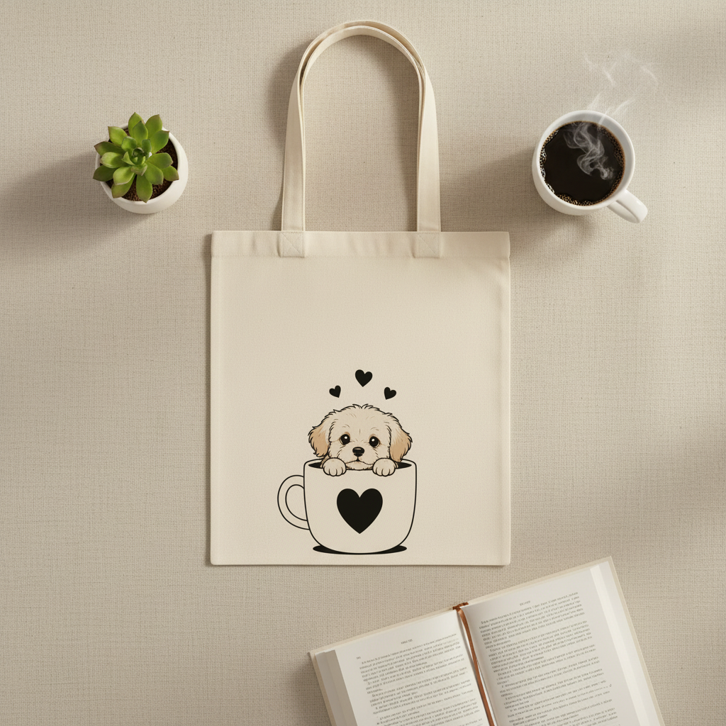 Lifestyle Tote Bag Un Café Un Cachorro y Mucho Amor