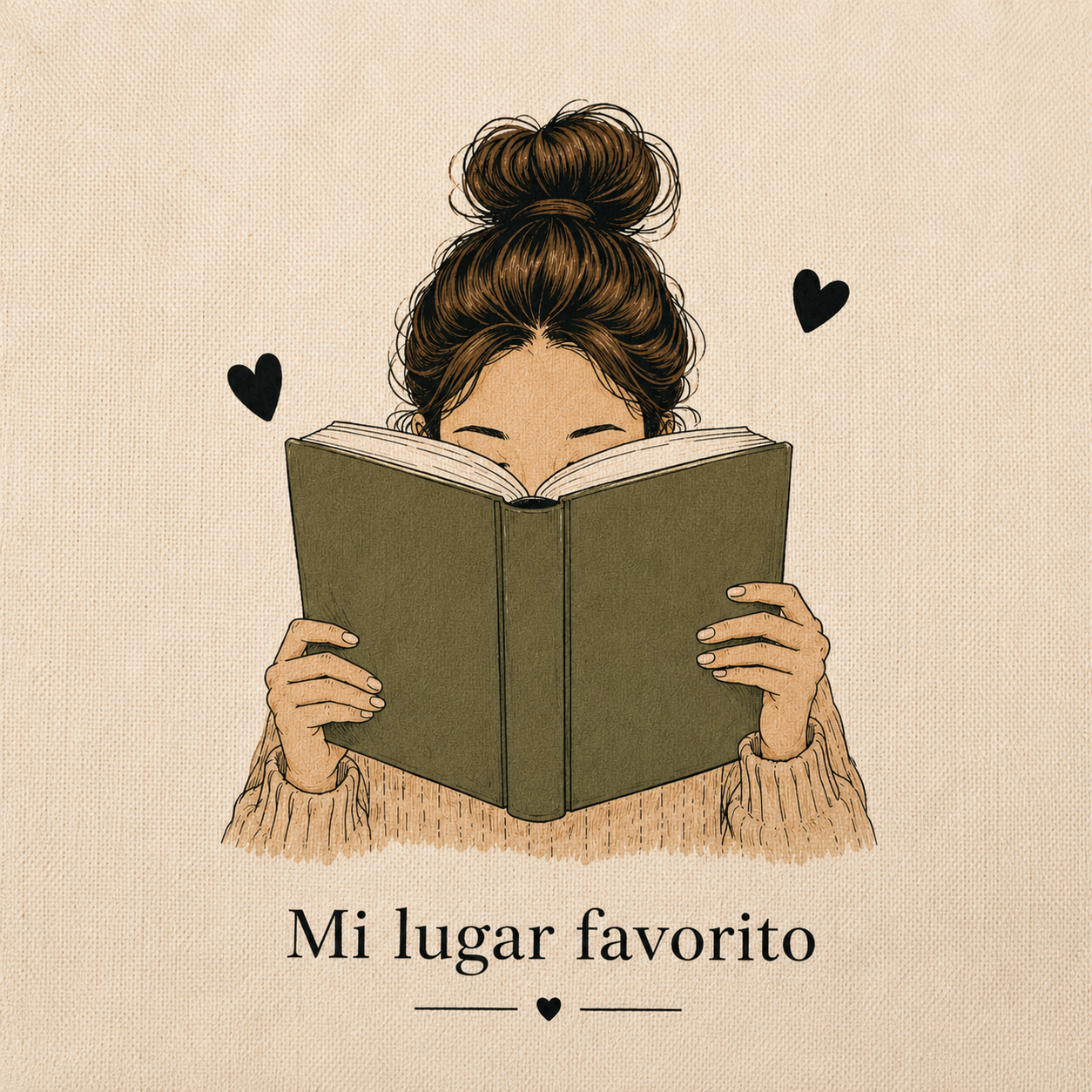 Tote Bag Algodón Lectora – Mi Lugar Favorito | Bolsa Tela Mujer 38x42 cm